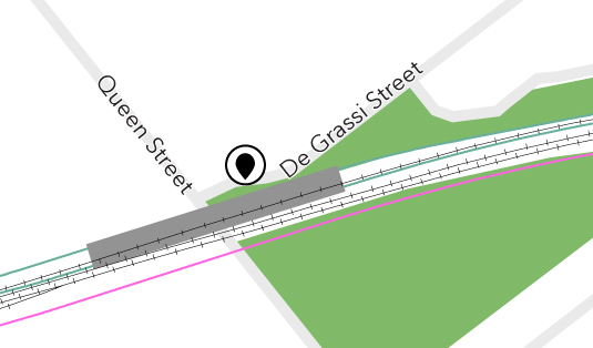 Map of Queen & DeGrassi Street